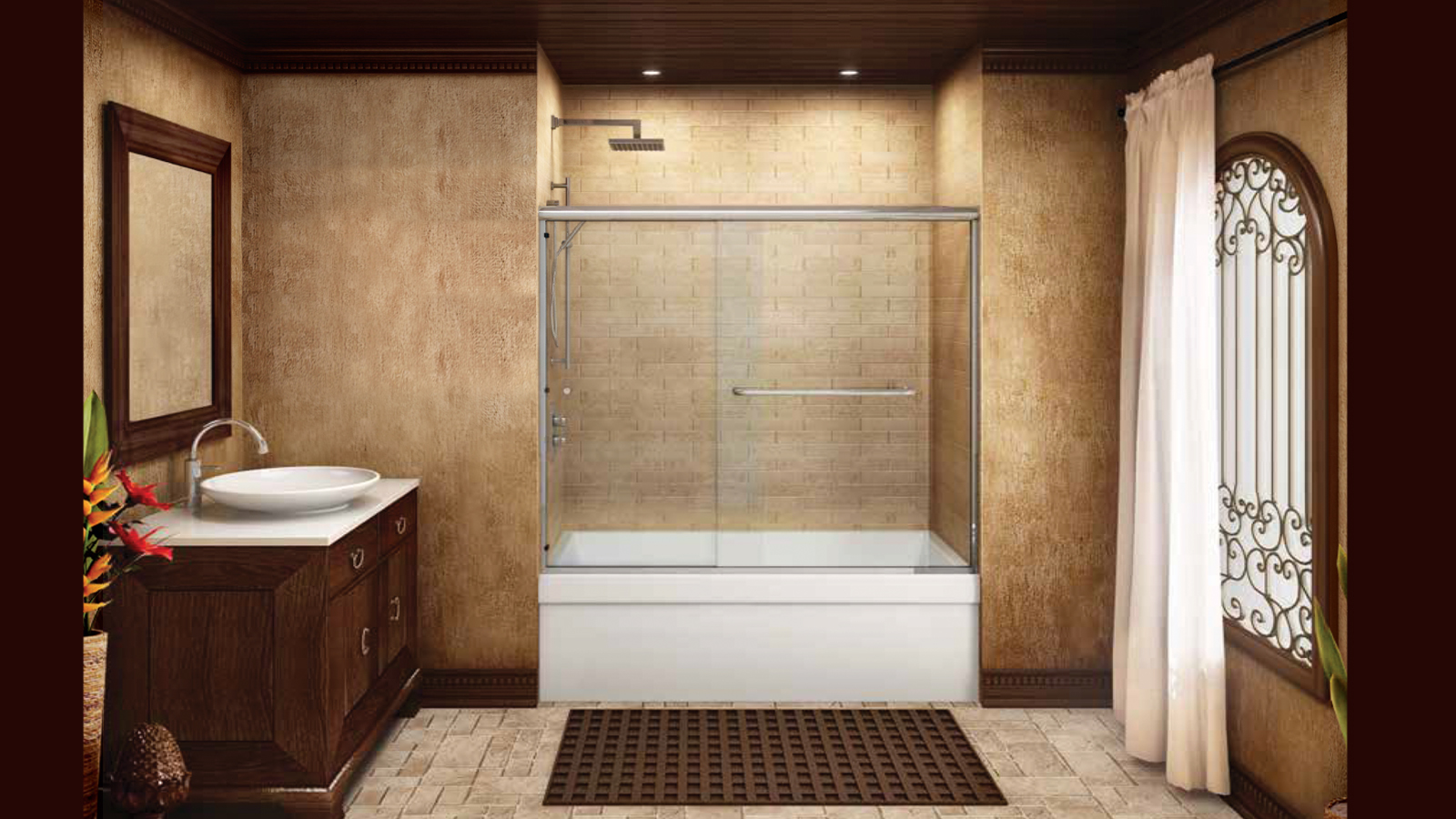 Semi Frameless Sliding Tub Enclosures